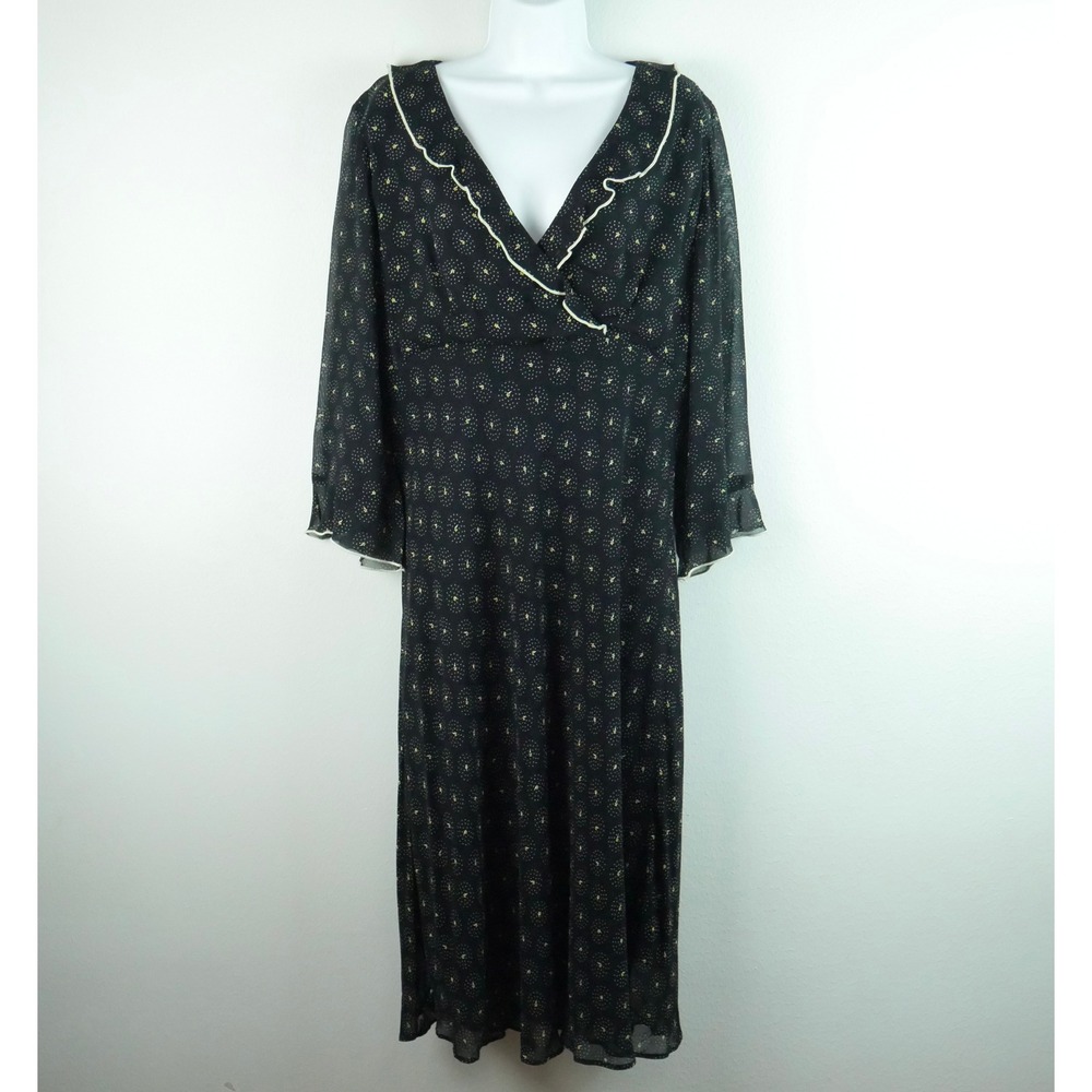 Vintage Y2K Bias Cut Midi Dress Floral Ruffle Fairy Whimsigoth Dainty Grunge 16 - Picture 2 of 10
